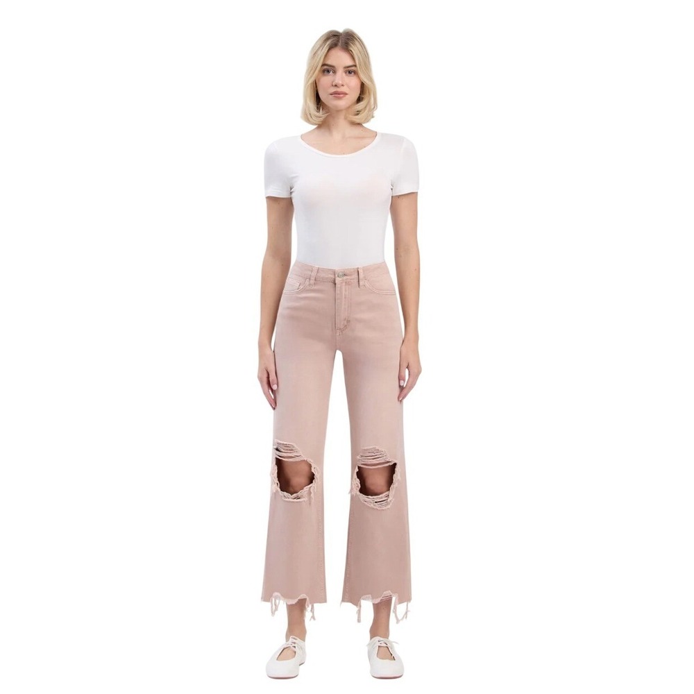 Vervet Dusty Pink Super High Rise‎ 90's Vintage Crop Flare Jeans Sz 31